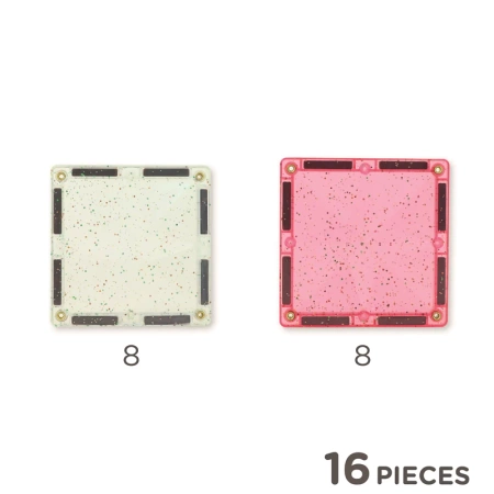 cleverclixx klocki magnetyczne glitter tiles pack transparent / pink 16 el.