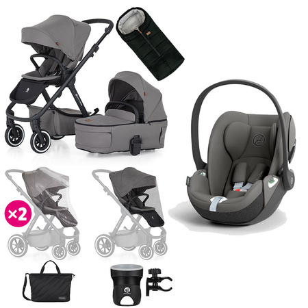 petite&mars icon wózek 3w1 zestaw xxl z akcesoriami + fotelik cybex cloud t