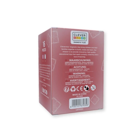 cleverclixx klocki magnetyczne glitter tiles pack transparent / pink 16 el.
