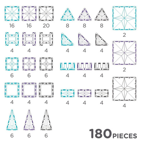 cleverclixx klocki magnetyczne mega ice crystal pack 180 el.