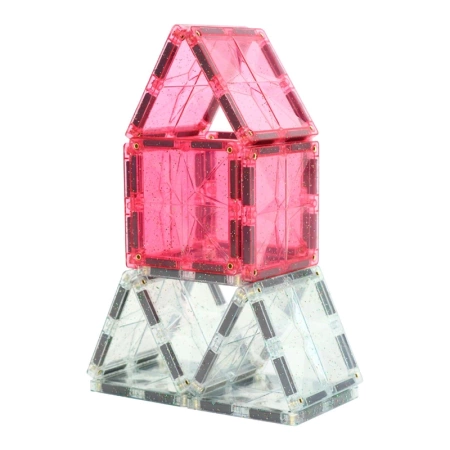 cleverclixx klocki magnetyczne glitter tiles pack transparent / pink 16 el.