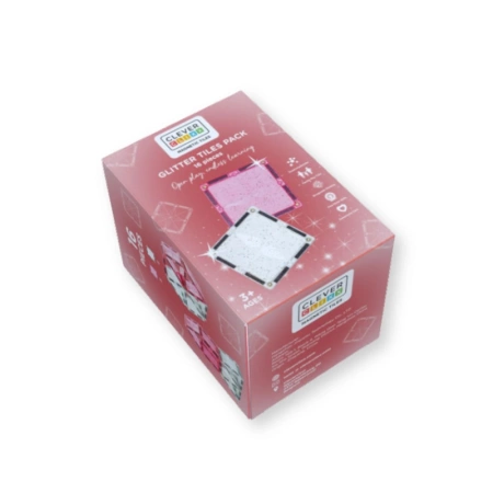 cleverclixx klocki magnetyczne glitter tiles pack transparent / pink 16 el.