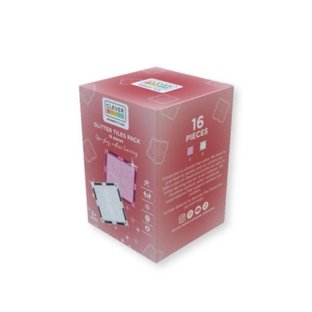 cleverclixx klocki magnetyczne glitter tiles pack transparent / pink 16 el.