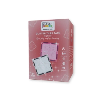 cleverclixx klocki magnetyczne glitter tiles pack transparent / pink 16 el.